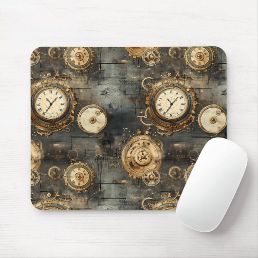 Grunge Rustikale Steampunkuhr (8) Mousepad (Mit Mouse)
