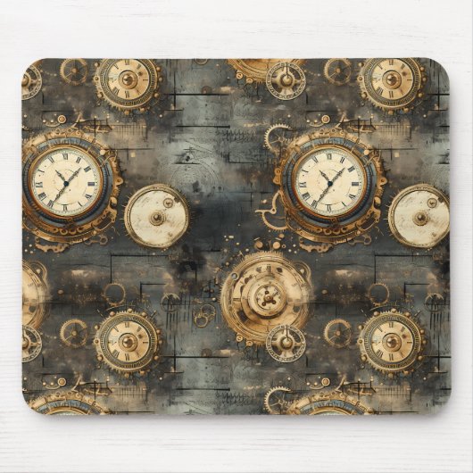 Grunge Rustikale Steampunkuhr (8) Mousepad (Vorne)