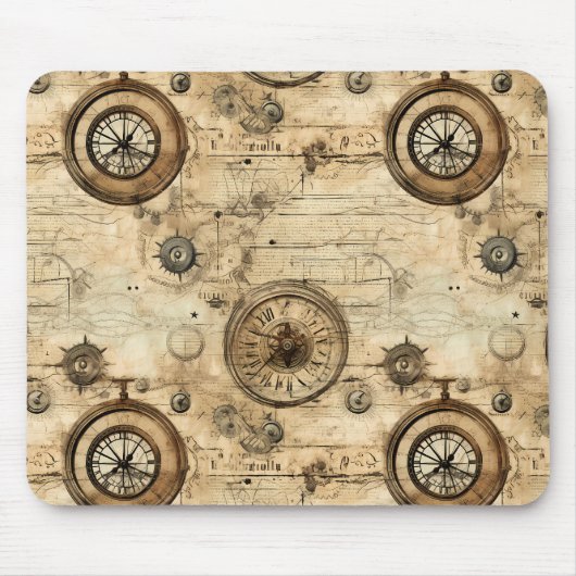Grunge Rustikale Steampunkuhr (9) Mousepad (Vorne)