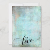 Grunge, rustikales Aqua und ihre Hochzeitskalligra Einladung (Rückseite)