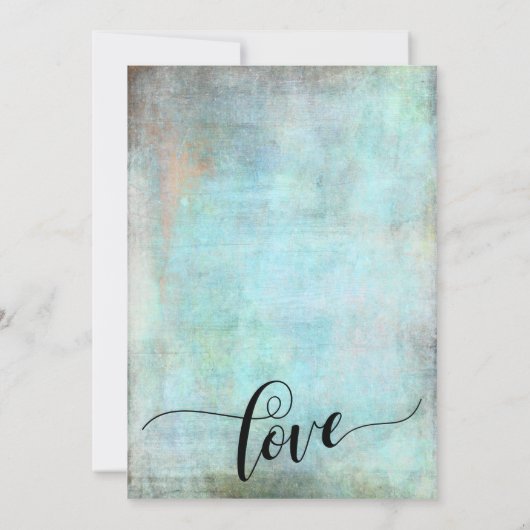 Grunge, rustikales Aqua und ihre Hochzeitskalligra Einladung (Rückseite)