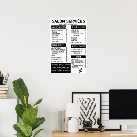 Grunge Salon Menu Poster (Heimbüro)