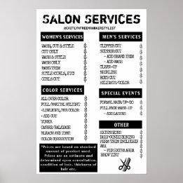 Grunge-Salonmenü Poster