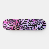 Grunge Sassy Pink Lila Blumenskizze Skateboard (Horizontal)