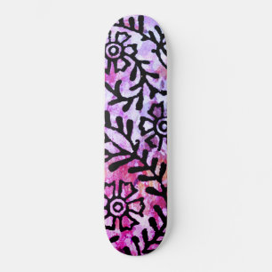 Grunge Sassy Pink Lila Blumenskizze Skateboard