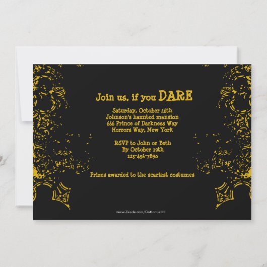 Grunge Schädelhütte Nachtschwarz Einladung (Rückseite)