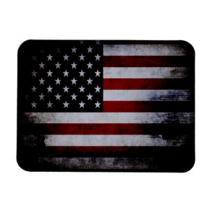 Grunge Schwarze Amerikanische Flagge Magnet
