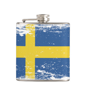 Grunge-Schwedenflagge Flachmann