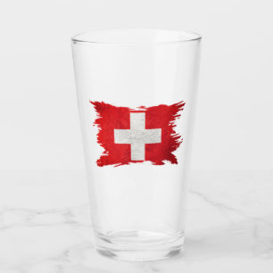 Grunge Schweiz Flagge, Pinselstrich, Schweizer Fla Glas