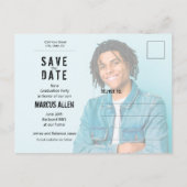 Grunge Script Foto Abschluss Save the Date Postkarte (Rückseite)