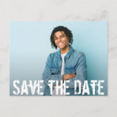 Grunge Script Foto Abschluss Save the Date Postkarte (Vorderseite)