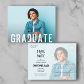 Grunge Script Foto Graduate Save the Date Postkarte