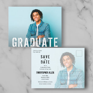 Grunge Script Foto Graduate Save the Date Postkarte