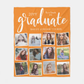 Grunge Script Graduate 12 Foto Collage Orange Fleecedecke (Vorderseite)