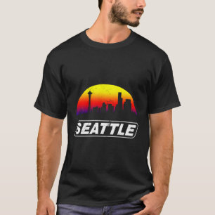 Grunge Seattle Skyline stört Design T-Shirt