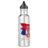 Grunge serbische Flagge, Pinselstrich, Serbien-Fla Edelstahlflasche (Links)