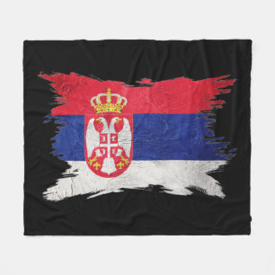 Grunge serbische Flagge, Pinselstrich, Serbien-Fla Fleecedecke