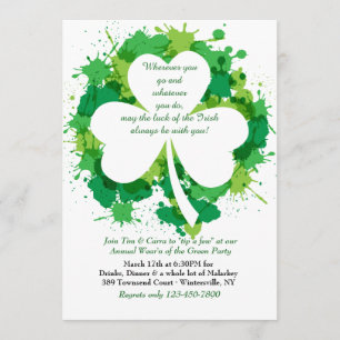 Grunge Shamrock St. Patrick's Day Einladung