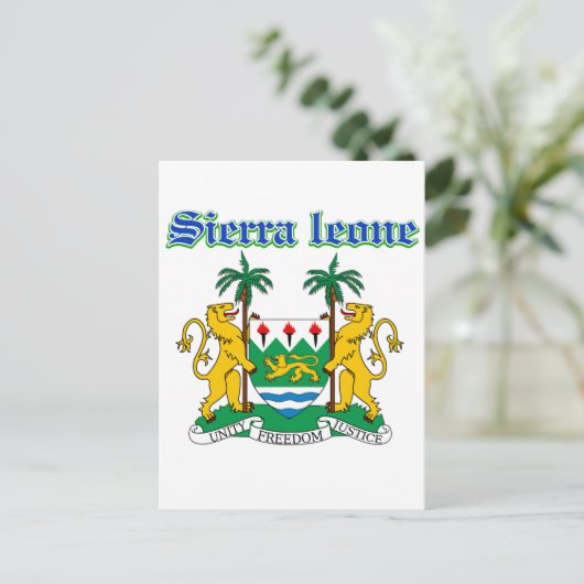Grunge Sierra Leone Wappendesigns Postkarte (Stehend Vorderseite)