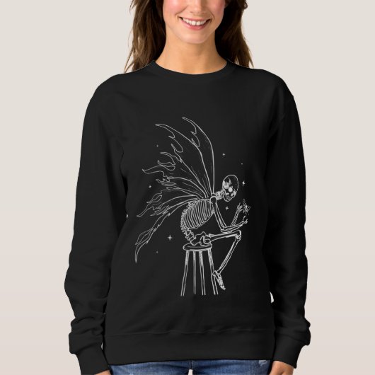 Grunge Skeleton Fairy Butterfly Fairycore Aestheti Sweatshirt (Vorderseite)