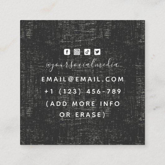 Grunge Skeleton Hand Floral Rose Tattoo Artist Quadratische Visitenkarte (Rückseite)