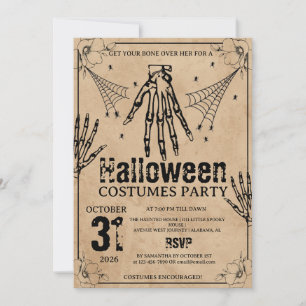 Grunge-Skelett-Hand-Halloween-Kostümparty Einladung