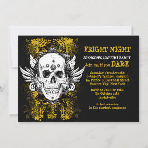 Grunge Skull Fright Night Black Einladung