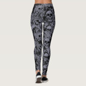 Grunge Skull Knochen Muster Schwarz Graues Hallowe Leggings (Rückseite)
