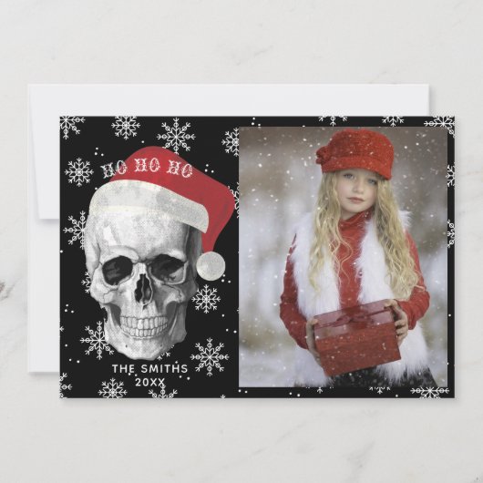 Grunge Skull Santa Photo Feiertagskarte (Vorderseite)
