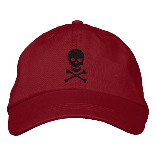Grunge Skull und Crossbones bestickte Cap Baseballkappe (Vorderseite)