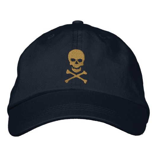 Grunge Skull und Crossbones bestickte Cap Kappe (Vorderseite)