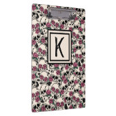 Grunge Skull und Rose Mit Monogramm Zwischenablage Klemmbrett (Rechts)
