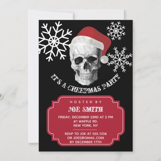 Grunge Skull Weihnachts-Party Einladung (Vorderseite)