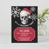 Grunge Skull Weihnachts-Party Einladung (Stehend Vorderseite)