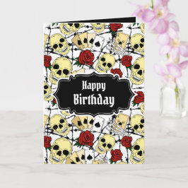 Grunge Skulls und Rose Geburtstag Karte