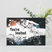 Grunge Snowboarden Geburtstagsparty Einladung (Stehend Vorderseite)