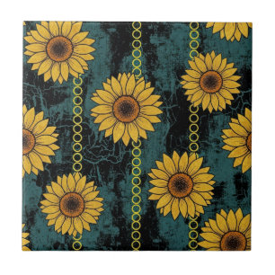 Grunge-Sonnenblume und Kettenstreifen Fliese