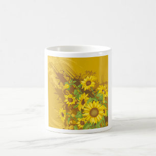 Grunge-Sonnenblumen-Kunst Bold Rustikal Gelbe Blum Kaffeetasse