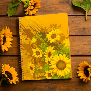Grunge-Sonnenblumen-Kunst Bold Rustikal Gelbe Blum Planer