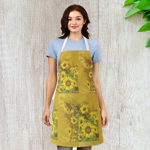 Grunge-Sonnenblumen-Kunst Bold Rustikal Gelbe Blum Schürze