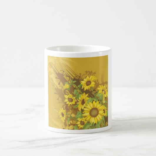 Grunge Sonnenblumen Kunst Bold Rustikal Gelbe Blüt Kaffeetasse (Mittel)