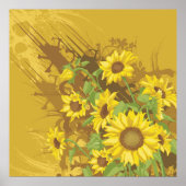 Grunge Sonnenblumen Kunst Bold Rustikal Gelbe Blüt Poster (Vorne)