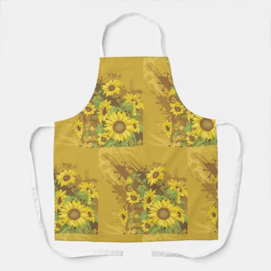 Grunge Sonnenblumen Kunst Bold Rustikal Gelbe Blüt Schürze (Vorderseite)