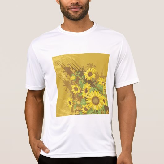 Grunge Sonnenblumen Kunst Bold Rustikal Gelbe Blüt T-Shirt (Vorderseite)