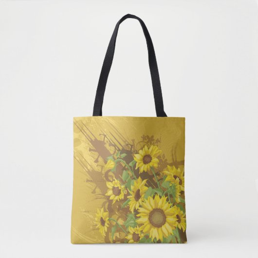 Grunge Sonnenblumen Kunst Bold Rustikal Gelbe Blüt Tasche (Vorderseite)