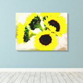Grunge Sonnenblumen Leinwanddruck (Insitu (Holzboden))