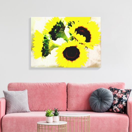 Grunge Sonnenblumen Leinwanddruck (Insitu (Wohnzimmer))