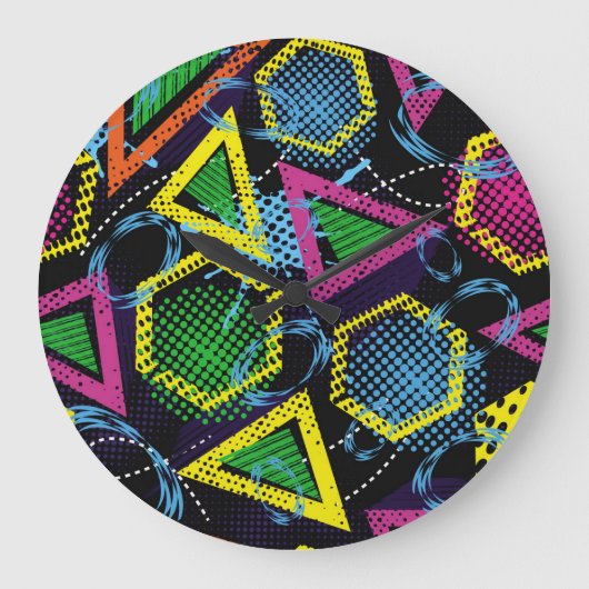 Grunge Sportmuster, Kinderdesign. Große Wanduhr (Vorderseite)