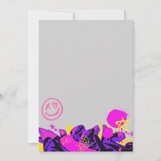 Grunge Spray Paint Graffiti Einladung zum Geburtst (Rückseite)