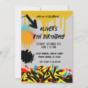 Grunge-Sprayfarbe-Graffiti-Geburtstagseinladung Einladung